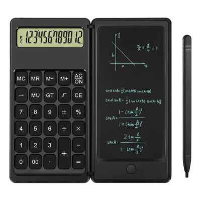 Desk Calculator Desktop Small Calculator with Writing Notepad Basic 4-Functio...