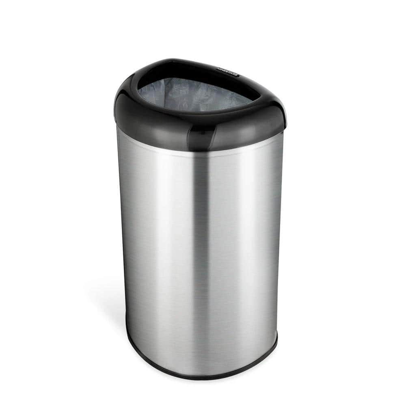 Open Top Lid Black Stainless Steel Non-skid Base 13 Gal.