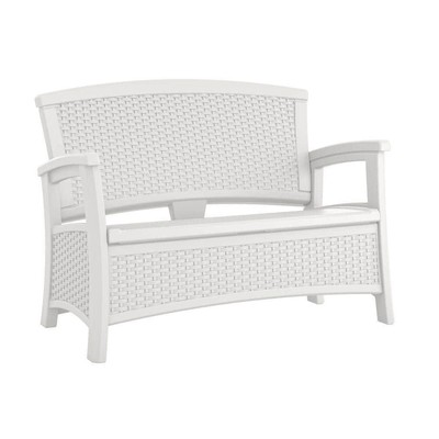 Suncast Outdoor Benches 35.5''HX47''W Arms Plastic Residential Portable White