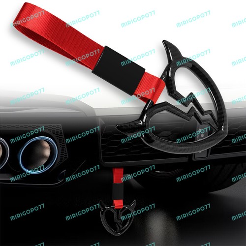 Car Accs JDM Moon Shape TSURIKAWA Red Crystal Ring BK PVC