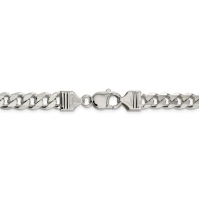 Pre-owned The Black Bow Men's 8mm, Sterling Silver Solid Flat Curb Chain Necklace