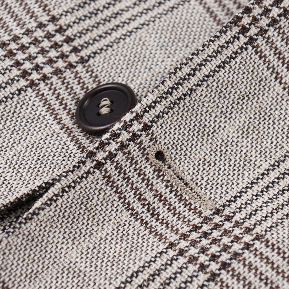 Pre-owned Luciano Barbera Soft Constructed Gray Check Wool-silk-linen Sport Coat 38r
