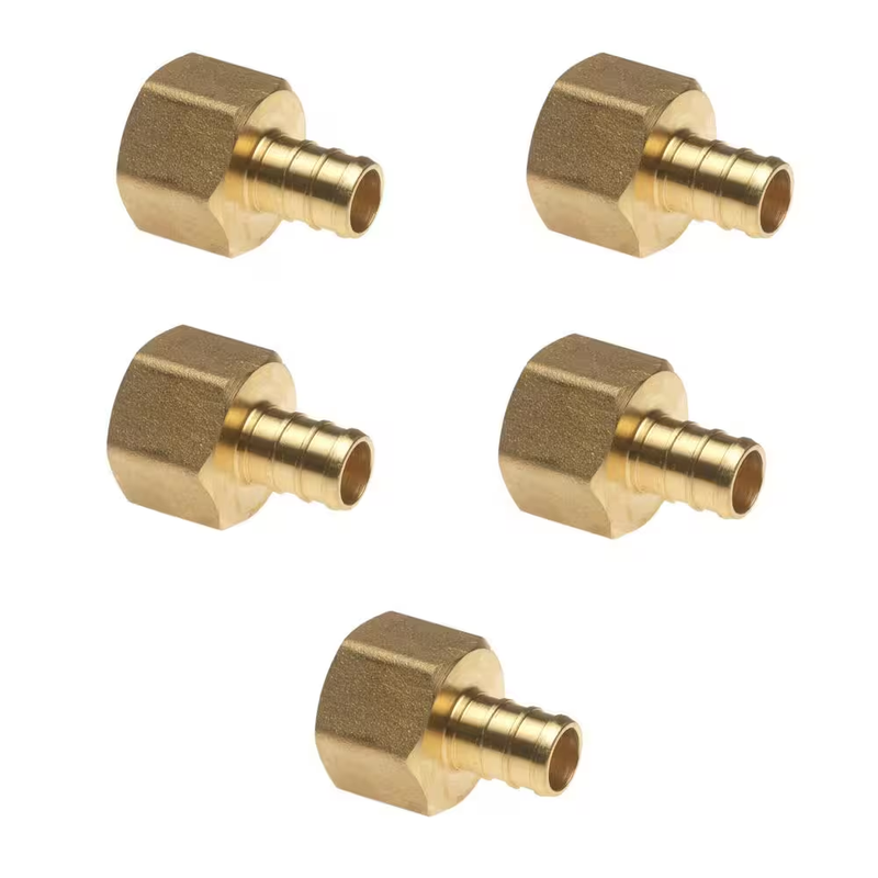 Apollo PEX Barb Adapter 12 in FNPT Brass Fitting PEX B Plumbing 5 Pack Lead Free