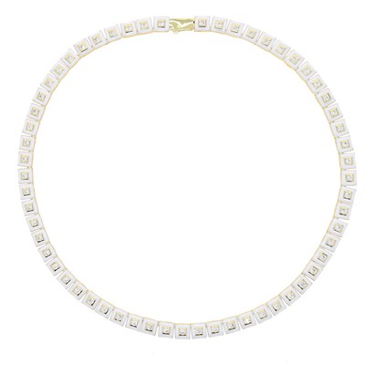 3AAA+ CZ Ice Out Hop Hip Clustered Enamel Square Tennis Chain Necklace 6MM 16IN