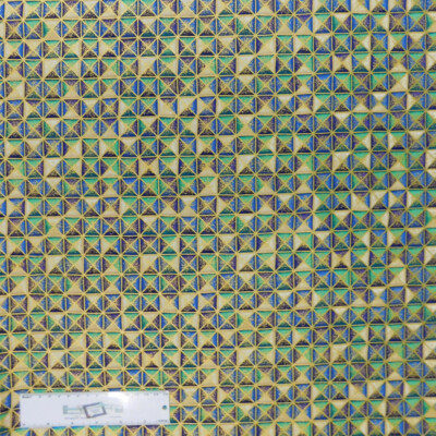 Quilting Patchwork Fabric BLUE GREEN GEOMETRICAL METALLIC 50x55cm FQ New Mate...