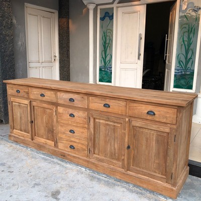 Vintage Sideboard Bierens 240 cm Teakholz massiv Schrank Schubladen Kommode NEU