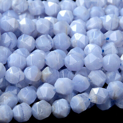 Chalcedony Blue Lace Agate Star Cut Faceted 5MM 7MM 9MM 11MM Loose Beads (D140)