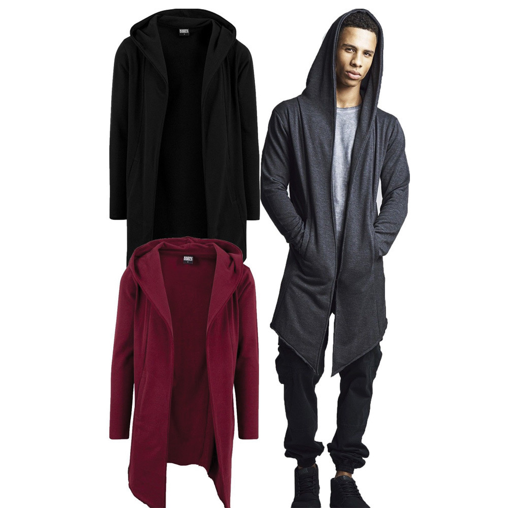 urban classics long hooded open edge cardigan