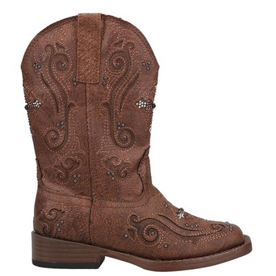 

Коричневые повседневные ботинки Roper Faith Square Toe Cowboy Youth Girls 09-018-1901-0098, Коричневый, Roper Faith Square Toe Cowboy Youth