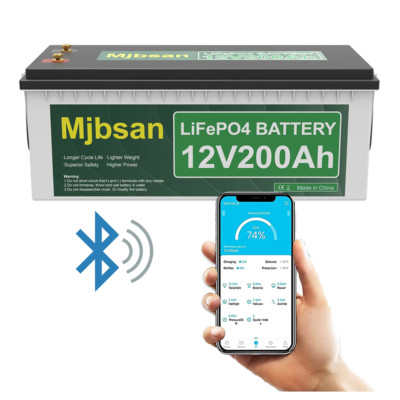 12V 200Ah LiFePO4 Lithium Battery 2560Wh Smart Bluetooth BMS for RV Marine Solar