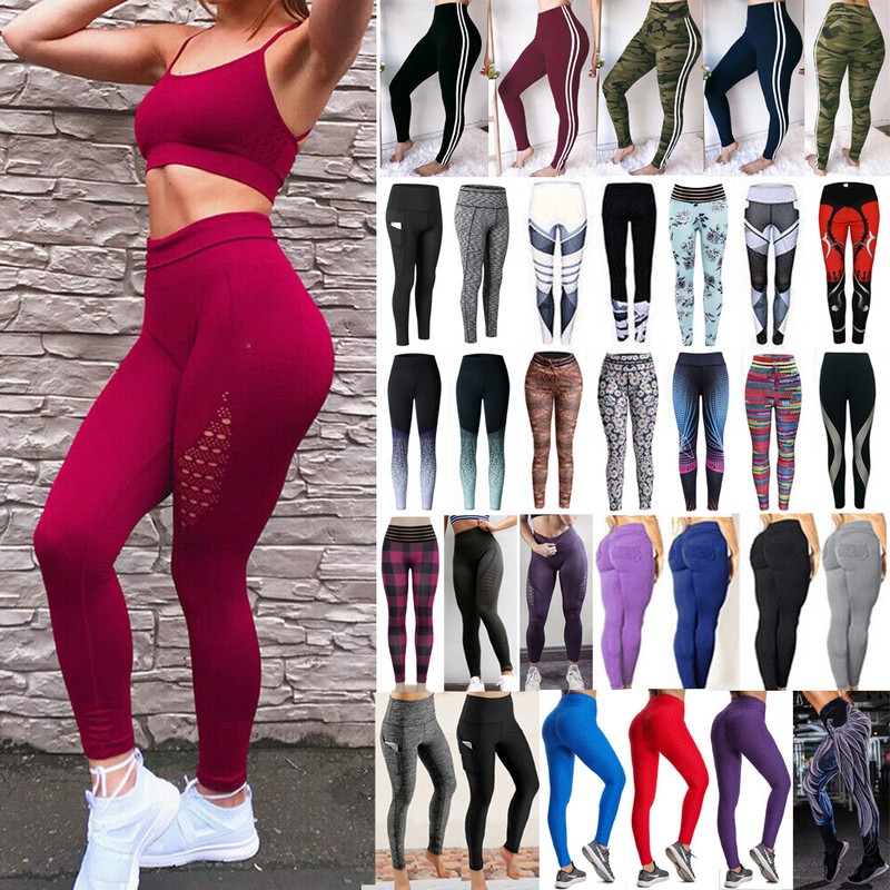 Women Sexy PU Leather Yoga Pants Hip Push Up Workout Stretch Leggings Trousers 9