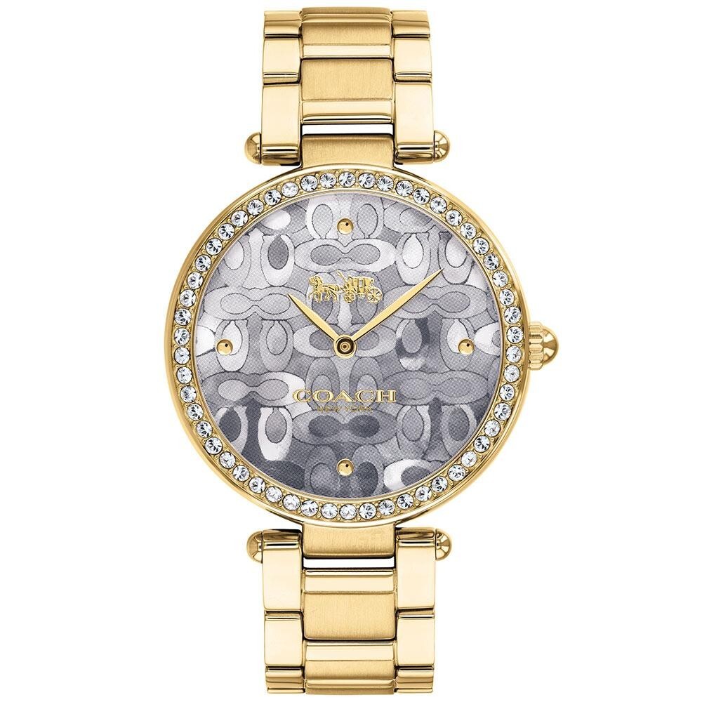 Pre-owned Coach 14503222 Park Gold Tone Stainless Steel Crystal Accented Women's Watch