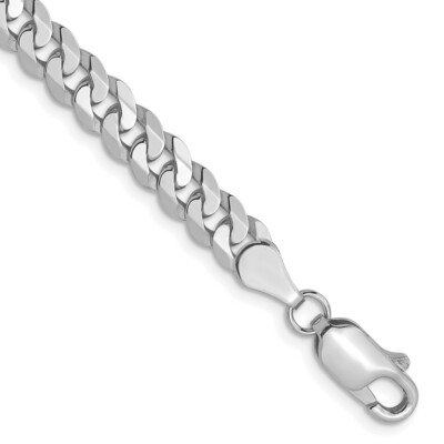 Pre-owned Skyjewelers Real 14k White Gold 4.5mm Flat Beveled Curb Chain Bracelet
