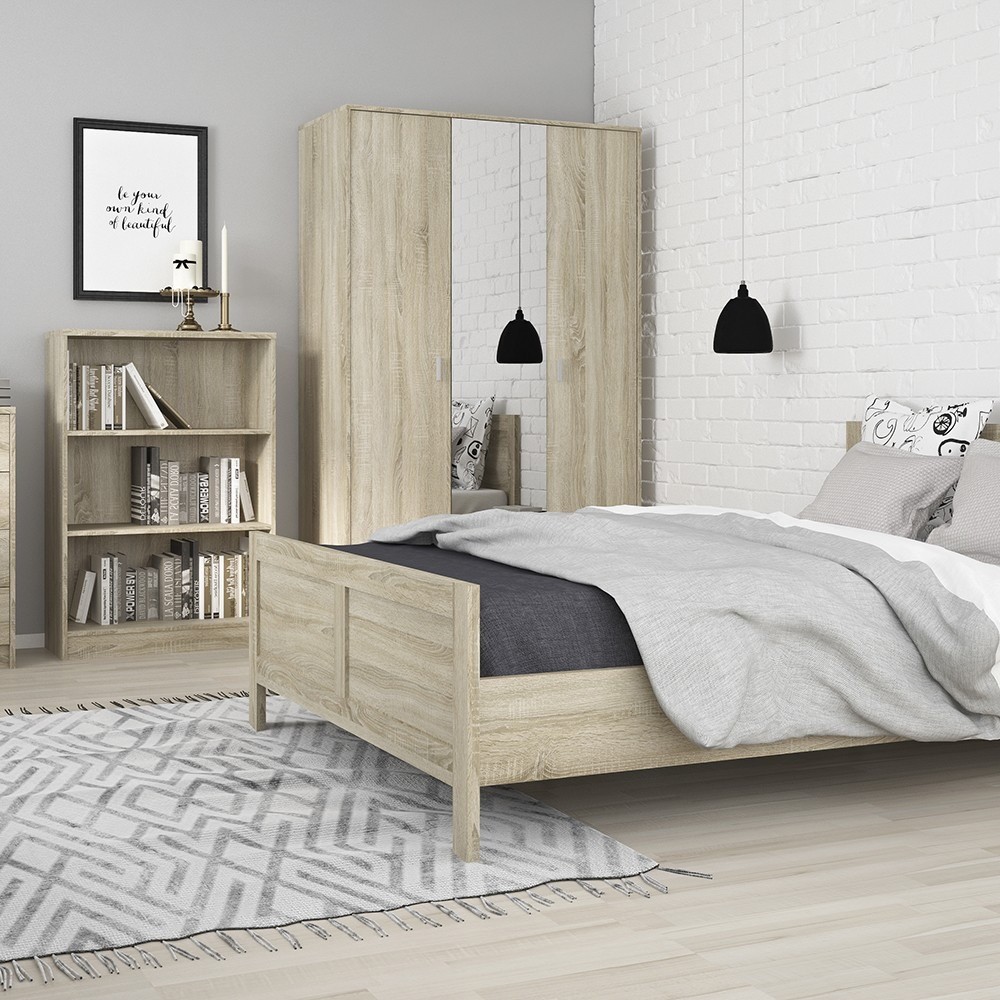 3 Door Wardrobe in Sonama Oak - Bedroom Furniture Mirrored ...