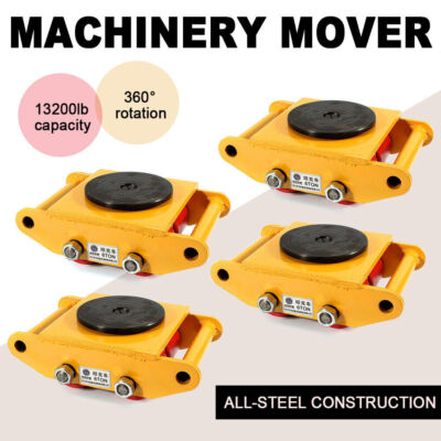 6T Industrial Machinery Mover 13200lb Heavy Duty Machine 4 Rollers Dolly Skate