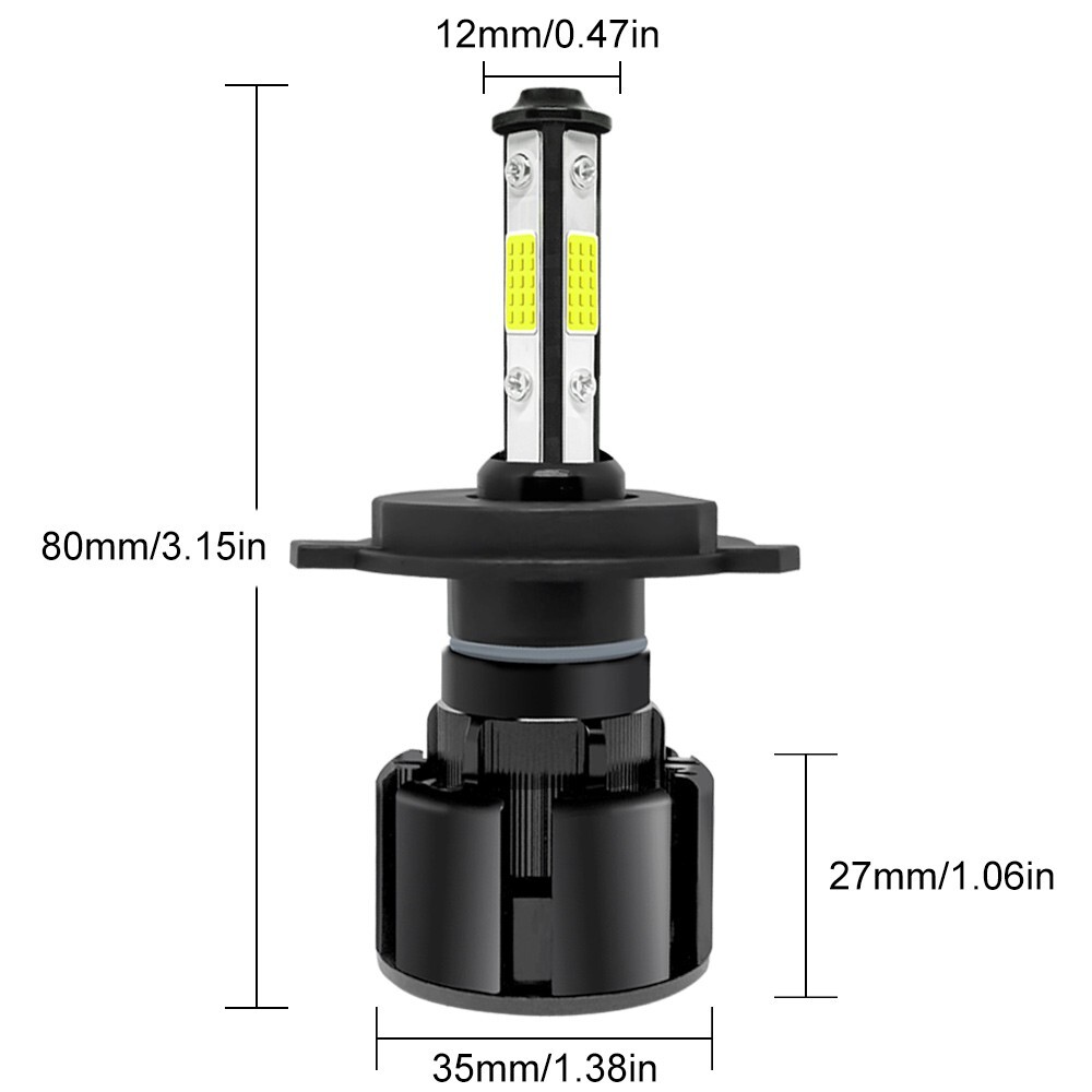 4SIDE H4 LED Headlight Kit Light Bulbs High Low Beam 6000K HB2 9003 120W 26000LM