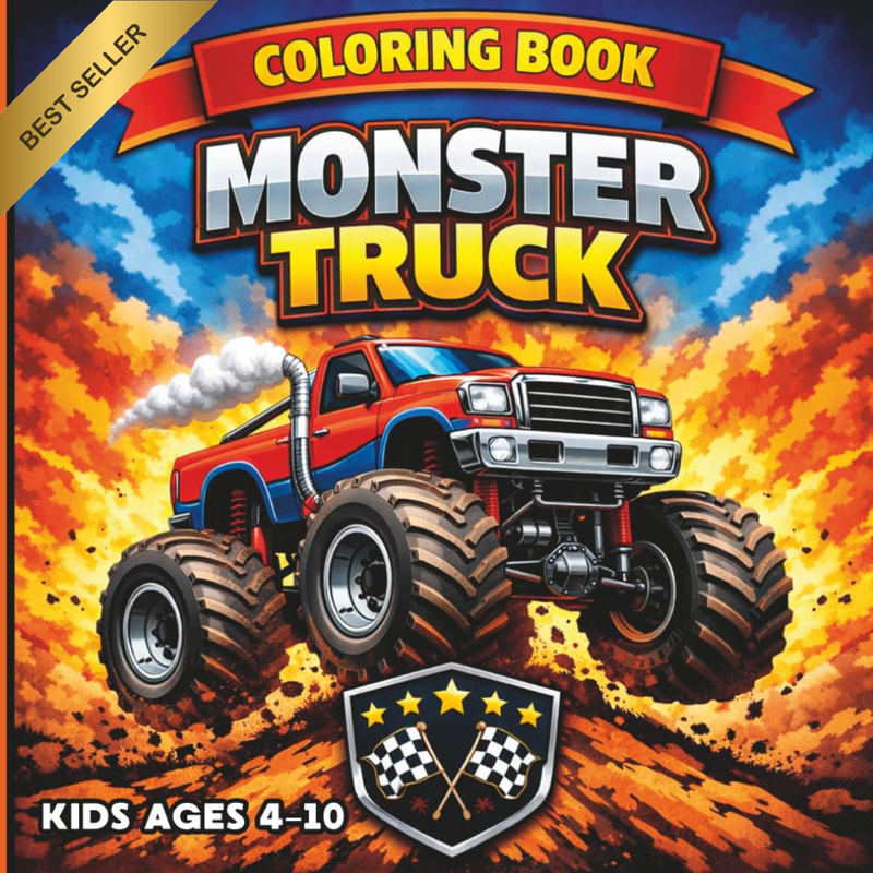 Monster Truck Coloring Book for Kids Ages 4–10: Giant Trucks and Incredible Adve