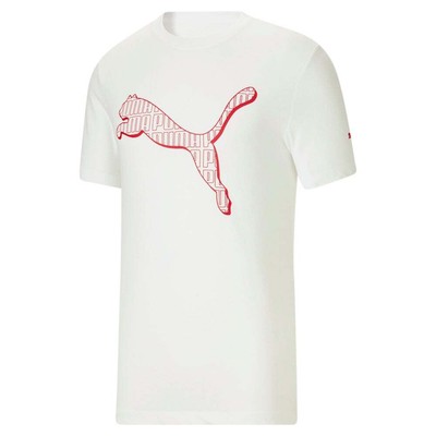 

Puma Cat Fill Graphic Crew Neck Футболка с коротким рукавом Мужские белые повседневные топы 6748, Белый, Puma Cat Fill Graphic Crew Neck Short Sleeve T-Shirt