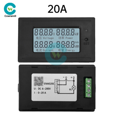 DC Battery Monitor Meter 20/50/100A 6-200V Voltage Ammeter Power Meter Indicator