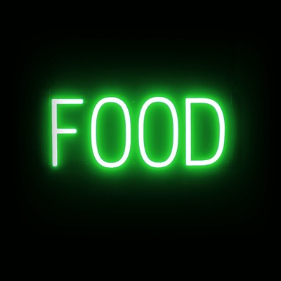 SpellBrite FOOD Sign | Neon Food Sign Look, LED Light | 16.9'' x 6.3''
