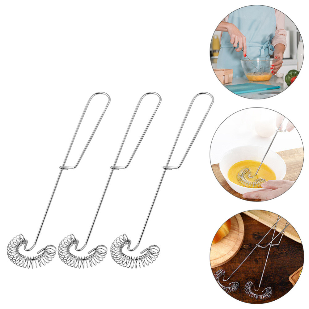 3x Danish Dough Whisk Handheld Cream Beater Bread Dough Whisk Mixer Egg Blender