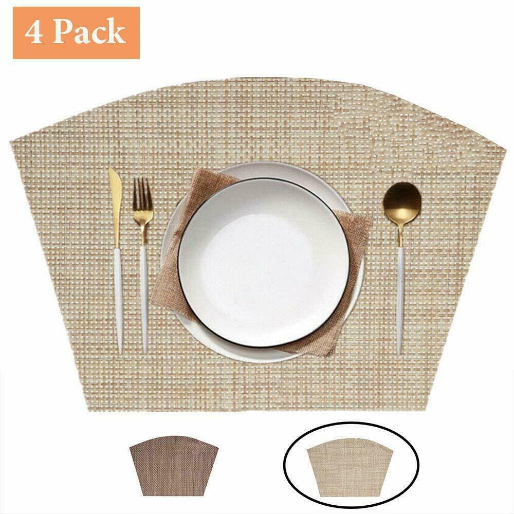 Best Round Place Mats Table Placemats Set of 4 Wedge Polyester PVC
