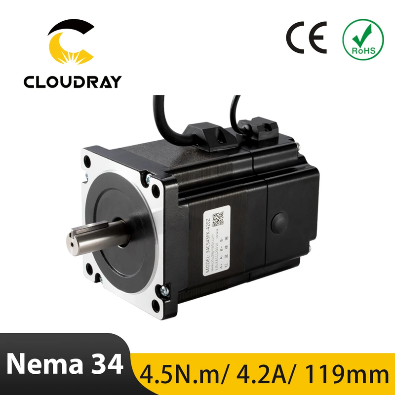 Nema 34 Stepper Motor 119mm 4.5Nm 4.2A with Brake Keyway Shaft 2 Phase Motor for