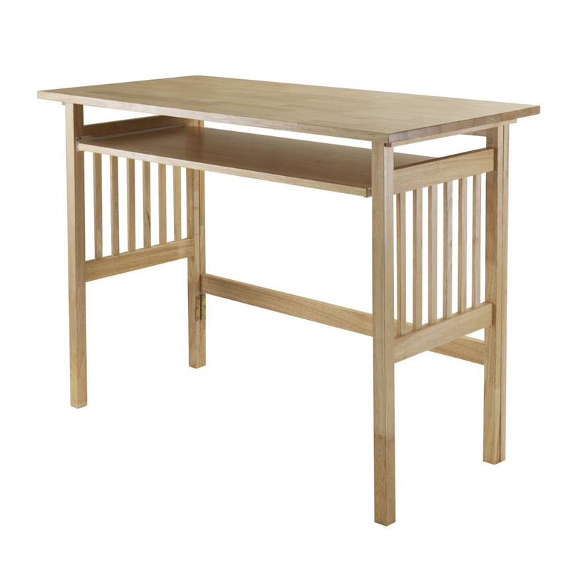 Solid Wood Foldable Computer Desk w/ Keyboard Tray Home Office Work Study Table