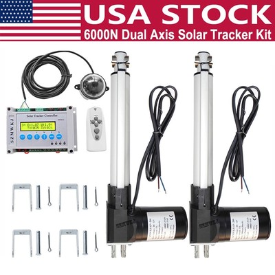Dual Axis Solar Track Sunlight Tracker & 6000N 2X8'' Linear Actuators &Controller
