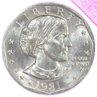 1981 P D S Susan B Anthony BU Dollars US Mint Cello 3 Coin Set