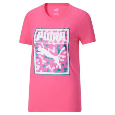 Puma 67271882 Womens New Wordmark Graphic Crew Neck Short Sleeve - Pink -