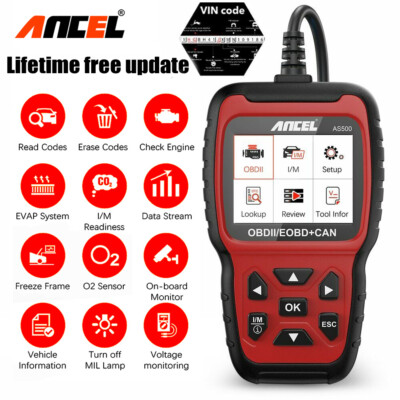 Ancel AS500 Car Code Reader OBD2 Scanner Check Engine Battery Test Live Data US