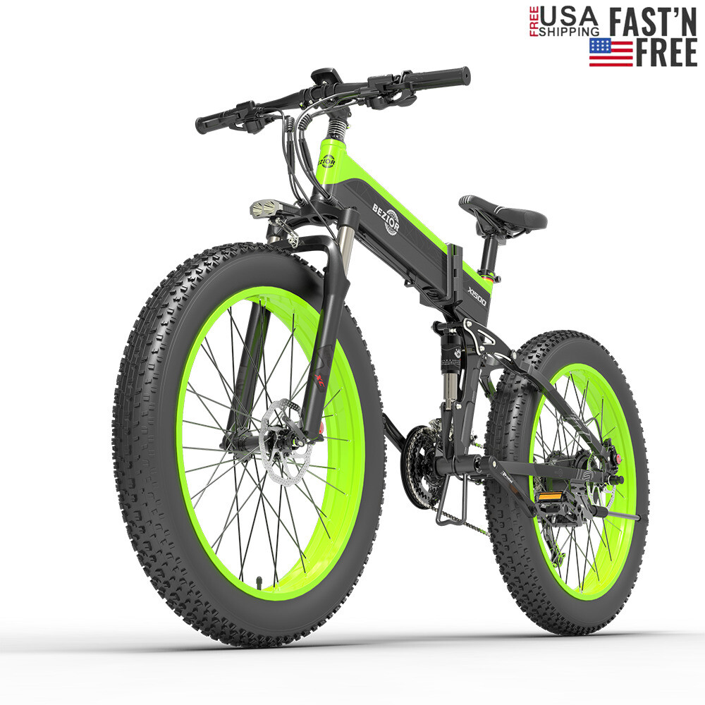 Bezior X1500 E-bike 1500W Motor 26x4.0" Fat Tire Full Suspen