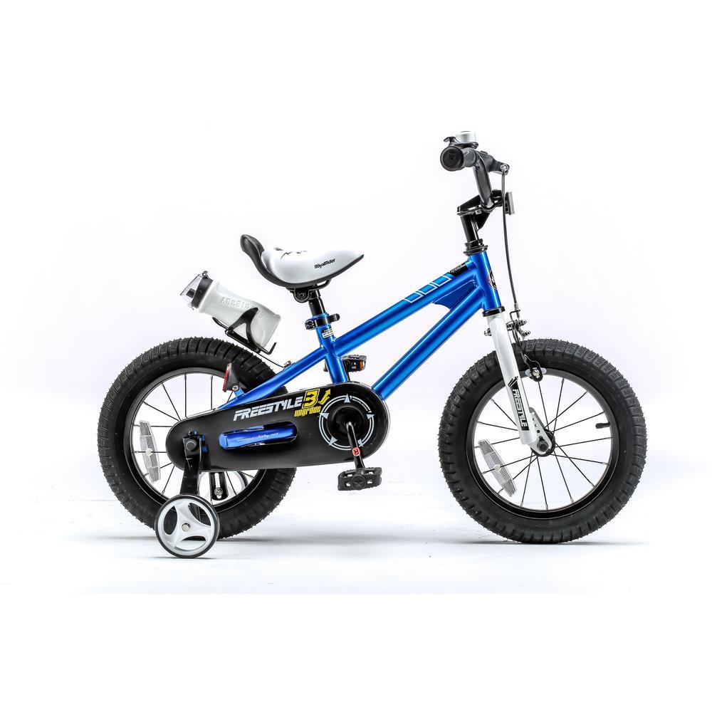 Blue 1.2-mm Frame 14-in Wheels Freestyle BMX Kid's Bike with Training Wheels