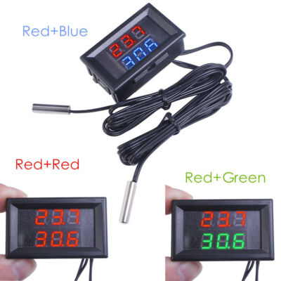 3X DC4-28V Thermometer Digital Temperature Sensor NTC Metal Probe LED Display