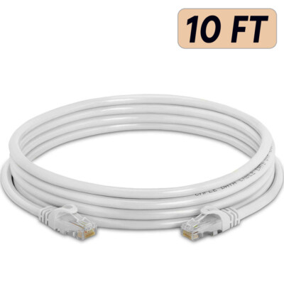 CAT6 Patch Network Cable Rj45 Ethernet 6ft 10ft 25ft 50ft 100ft 200ft lot White
