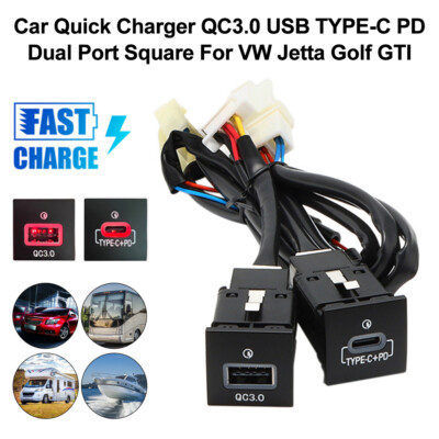 USB QC3.0 Charger + PD For VW Jetta MK6 2010-2014 Golf GTI R-Line 2006-2013 MK5