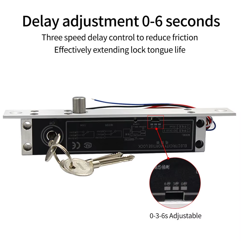 B9L B10LDC12V Electric Lock Alloy Deadbolt Time Delay Fail Secure Mortise Drop B