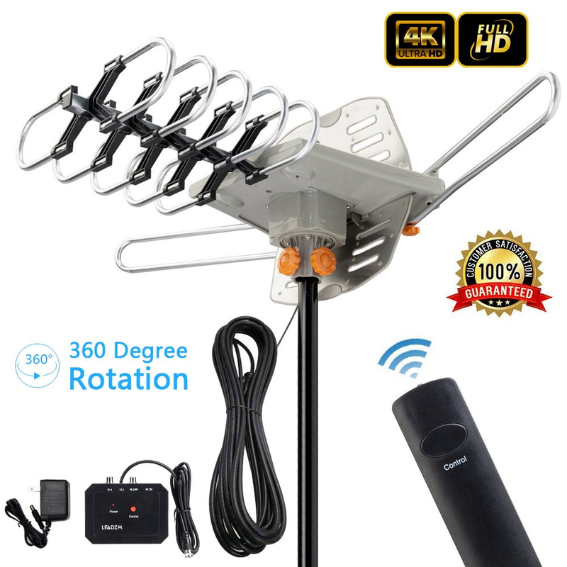 150Miles Outdoor TV Antenna Motorized Amplified HDTV High Gain 36Db UHF