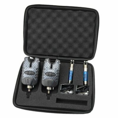 Carp Fishing Bite Alarm and illuminated Swinger Set. Blue LED, Volume,tone, Case