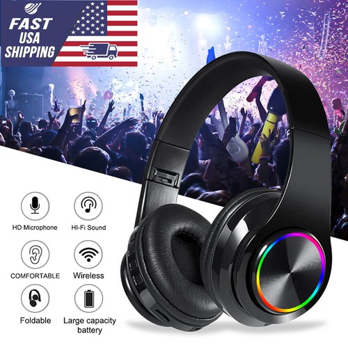 Wireless Bluetooth Headphones Super Bass Foldable Stereo Earphones Mic Headsets