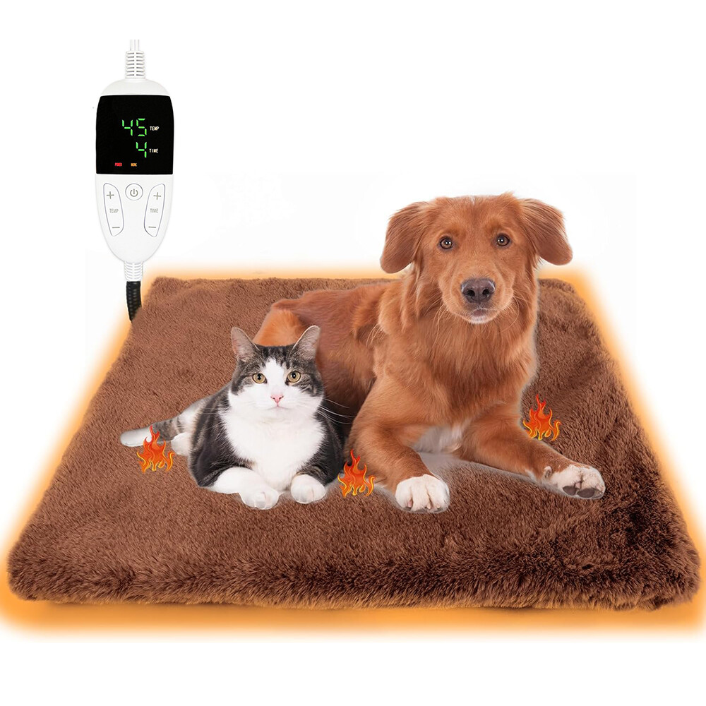 Electric Cat Dog Warming Mat W/ Timer Auto Power Off Waterpr
