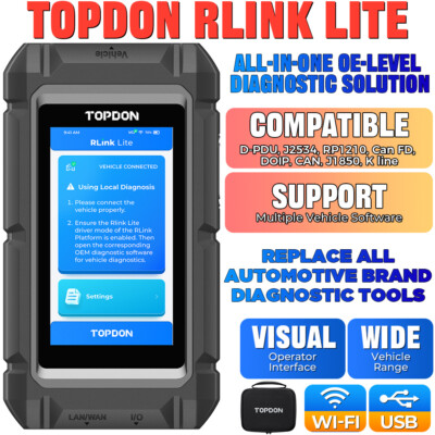 TOPDON RLINK LITE J2534 Pass-Thru 5-inch Backlit LCD - Multi-Language Interface