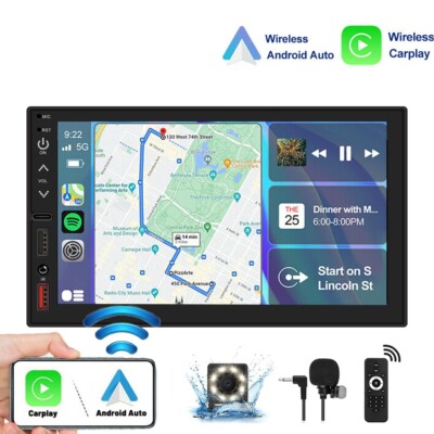 Double Din 7'' Inch QLED Android Auto CarPlay Car Stereo GPS Navigation Radio DSP