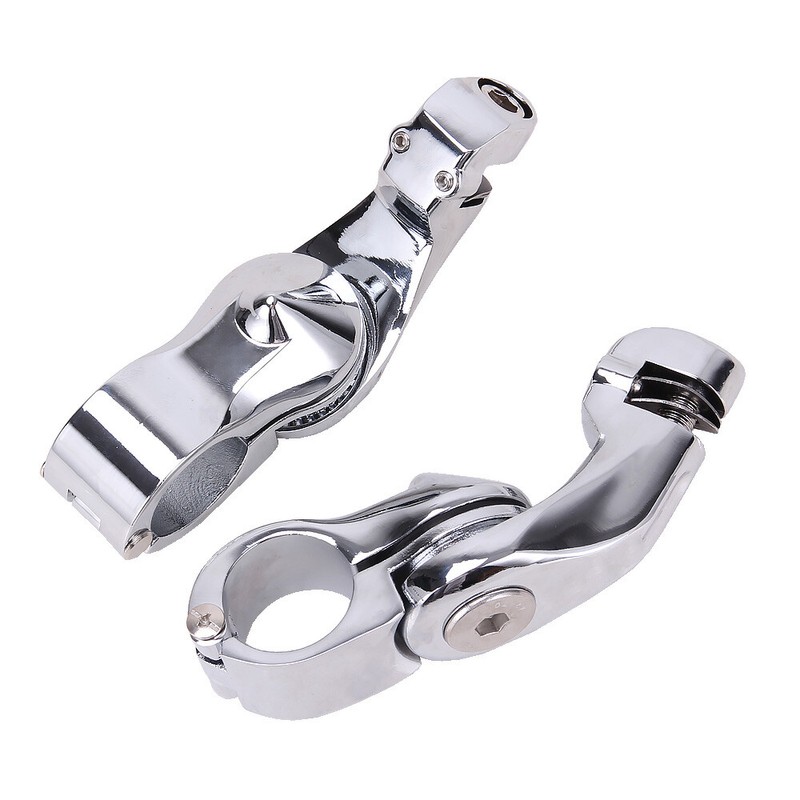 1 1/4" 32mm Chrome Short Angled Adjustable Highway Foot Peg Mount Kit For Harley