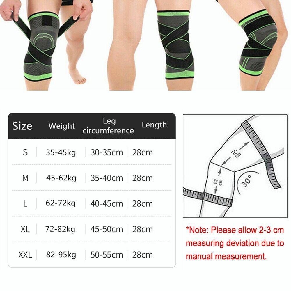 Knee Sleeve With Strap Compression Brace Support Gym Joint Pain Arthritis Relief