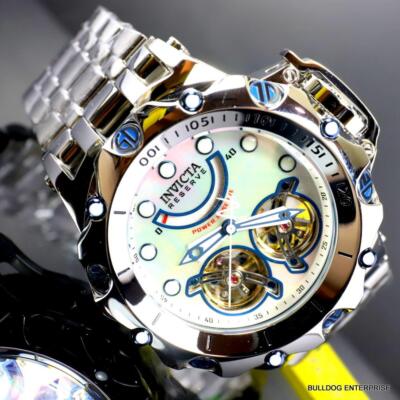 Pre-owned Invicta Reserve Venom Fusion Double Open Heart Automatic Steel Mop Watch