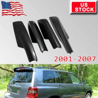 For Toyota Highlander 2001- 2007 4pcs Black Roof Rack Rails End Cover Replace AB
