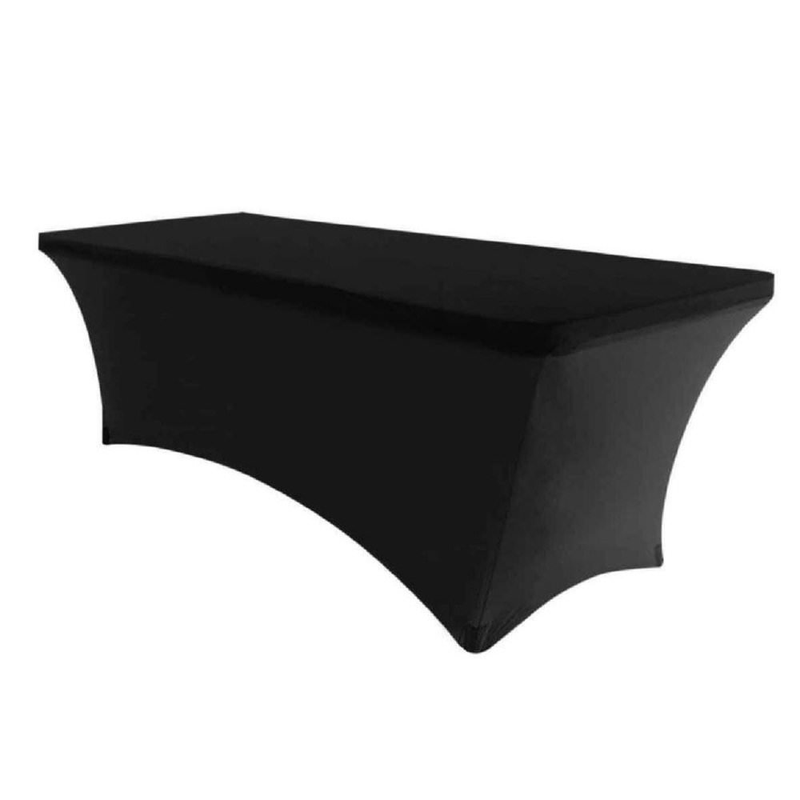 Spandex 6 Ft Black Rectangular For Banquet Wedding Party