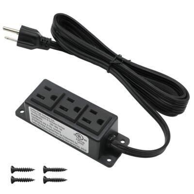 Surface Mounted Power Strip 3 AC Grounded Outlets Mountable Power Strip Socke...